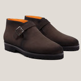 Biella - Dark Brown Suede - Monk Strap Ankle Boots