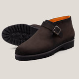 Biella - Dark Brown Suede - Monk Strap Ankle Boots