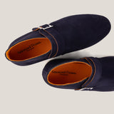 Biella - Navy Blue Suede - Monk Strap Boots