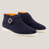 Biella - Navy Blue Suede - Monk Strap Boots