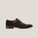 Monte Carlo - Dark Brown Suede - Double Monk Shoes