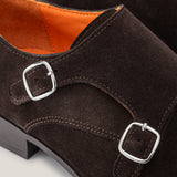 Monte Carlo - Dark Brown Suede - Double Monk Shoes