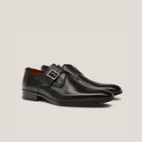 NY24 - Black Leather - Single Monk Shoes