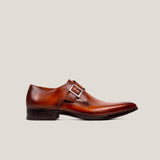 NY24 - Cognac Brown Patina Leather - Single Monk Shoes