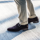 NY24 - Dark Brown Suede - Single Monk Shoes