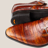 NY24 - (1661) Cognac Brown Croco - Monkstrap