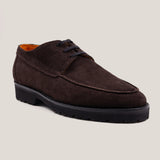 Pescia - Dark Brown Suede - Lace up Loafers