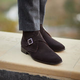 Stockholm - Dark Brown Suede - Monk Strap Boots