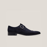 Washington - Dark Navy Suede - Monk Strap Brogues